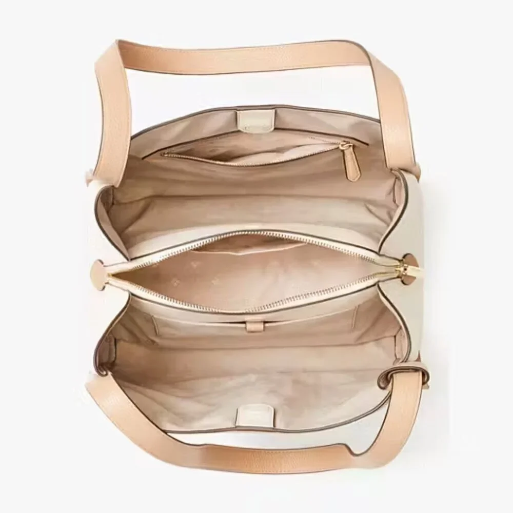 NWT Kate Spade Knott Large Shoulder Bag Colorblock Warm Stone Quiet Luxury